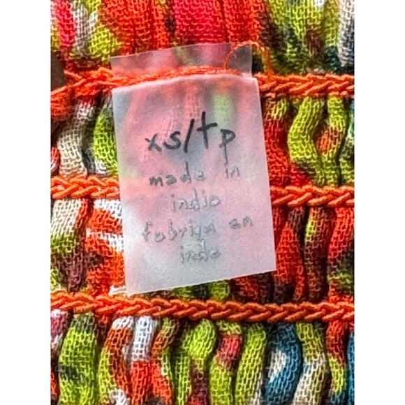 NWOT Free People Orange Multi Floral Tiered Baby Doll Blouse Extra Small - Picture 14 of 15